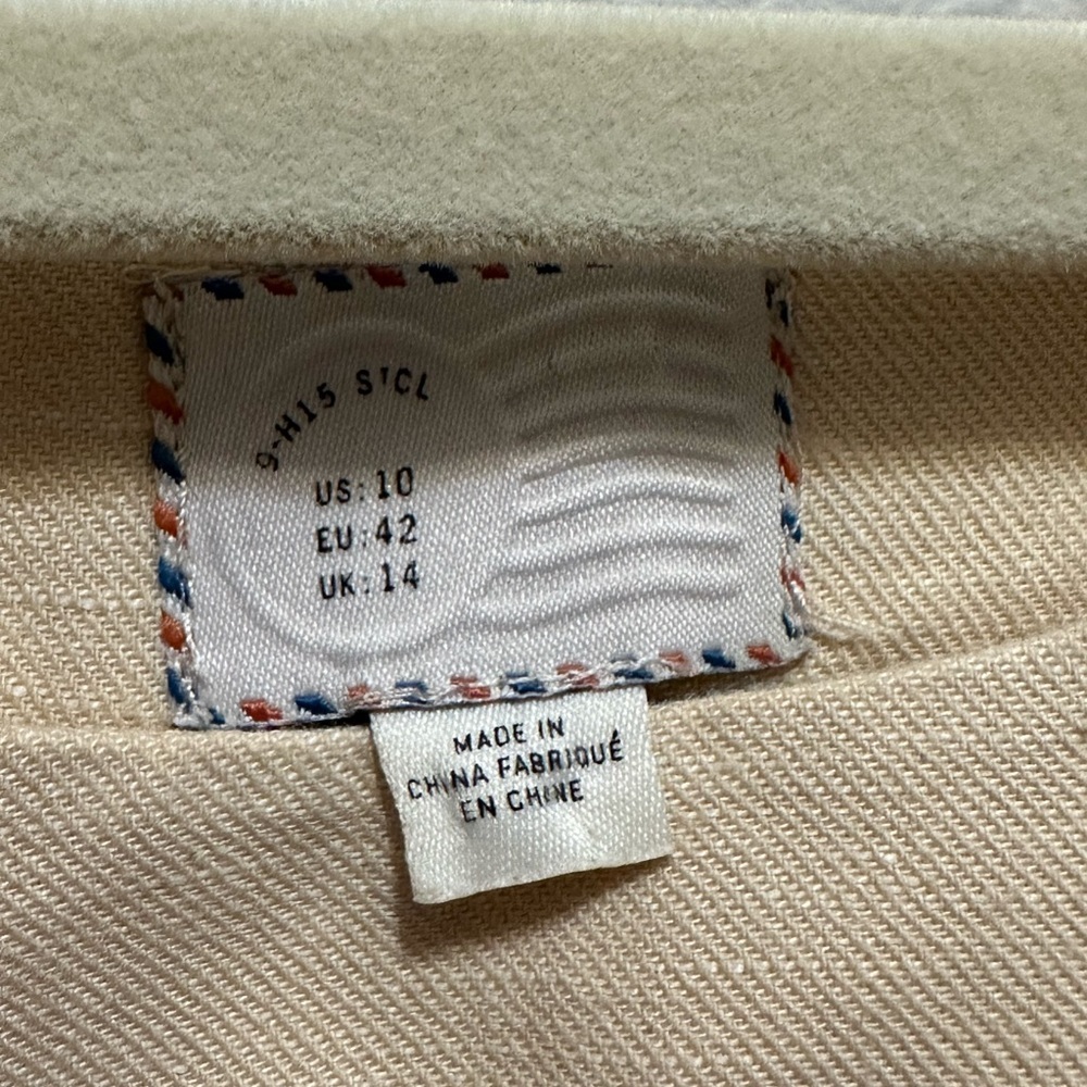 Anthropologie Postage Stamp Oleander crochet Linen Sheath Dress Size 10 Cream - Picture 13 of 14